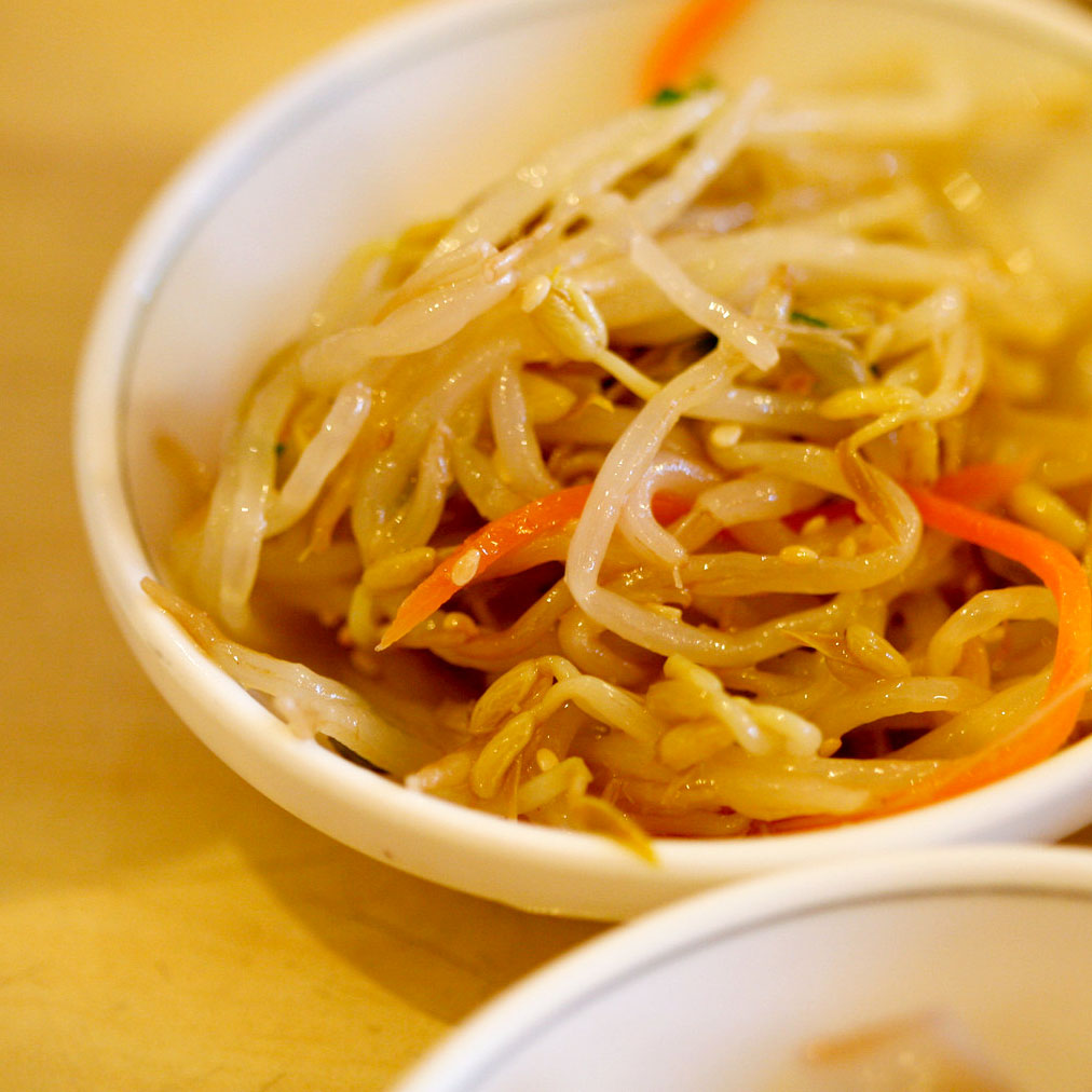 korean bean sprouts on white small plate